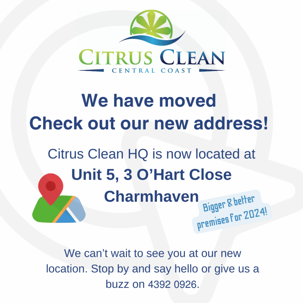 Jan 2024! Citrus Clean HQ has moved to bigger and better premises in Charmhaven. 3 O'Hart Close. 1